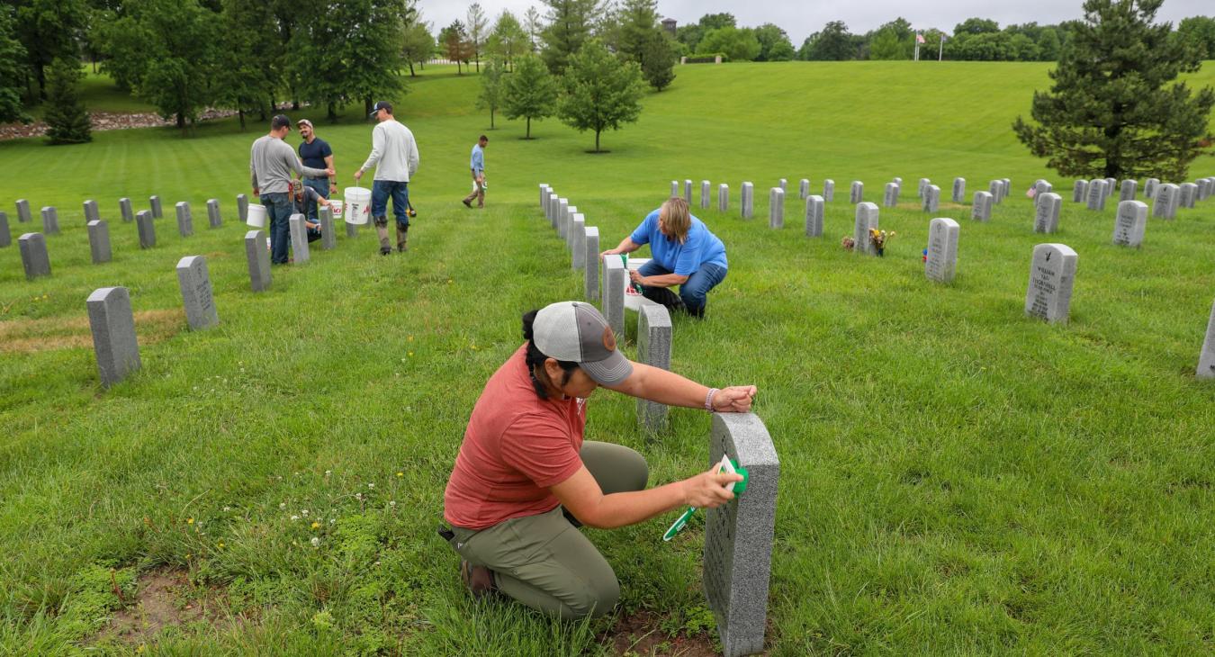 Cleaning headstones