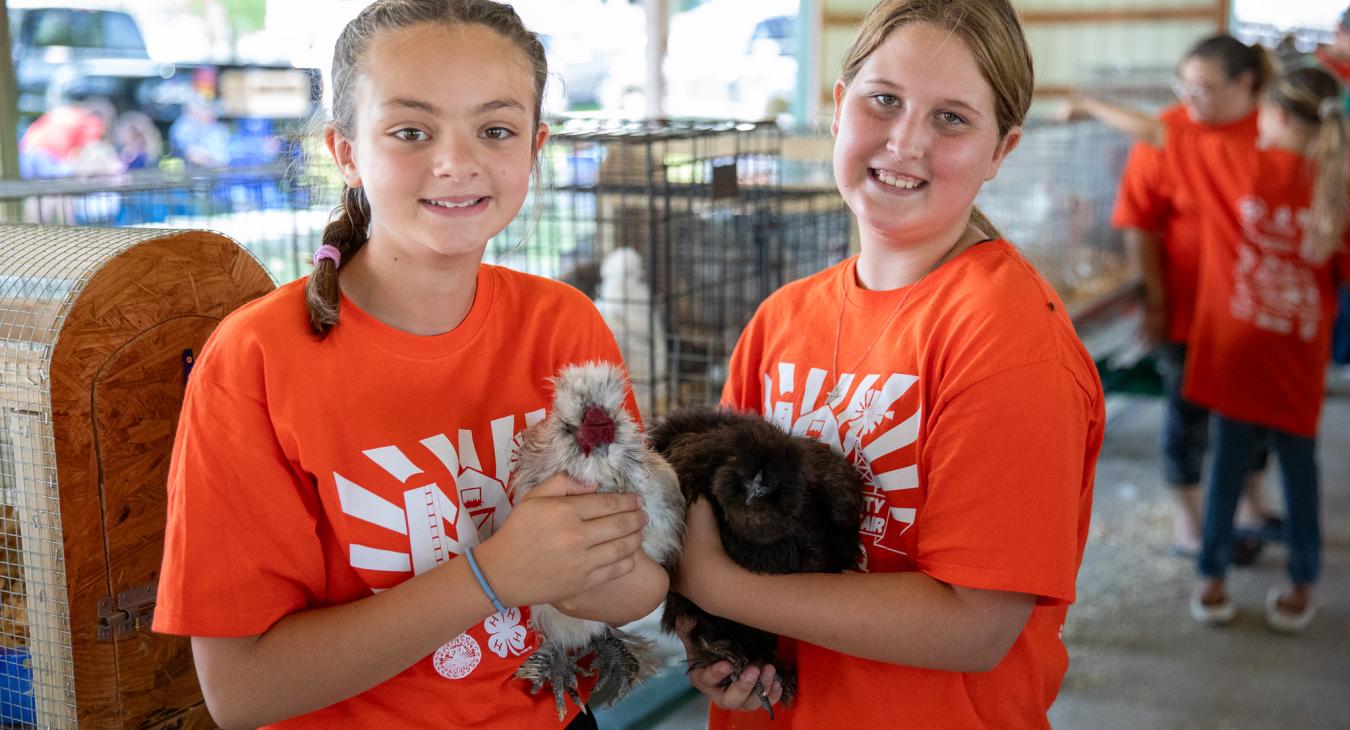 4-Hers with their show chickens!